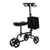 Folding Knee Scooter, Steerable Leg Walker with Bag and Dual Braking System, Crutch Alternative for Foot Injuries Ankles Surgery, Black