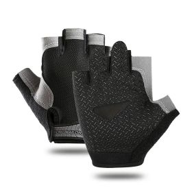 Breathable Fitness Gloves Gym Weightlifting Thin Non-slip Half Finger Cycling Gloves Equipment Yoga Bodybuilding Training Sports Black Color (size: XL)